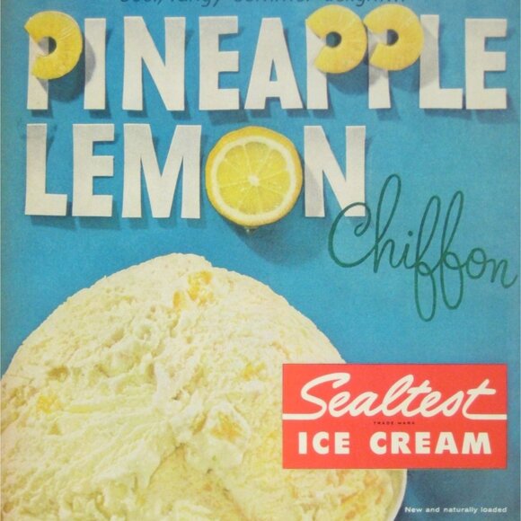 Vintage 1959 Sealtest Pineapple Lemon Chiffon Ice Cream Print Ad Kitchen Decor - Picture 2 of 2